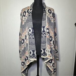 Red Camel Waterfall Aztec Print Long Sleeve Cardigan Medium Boho Tribal